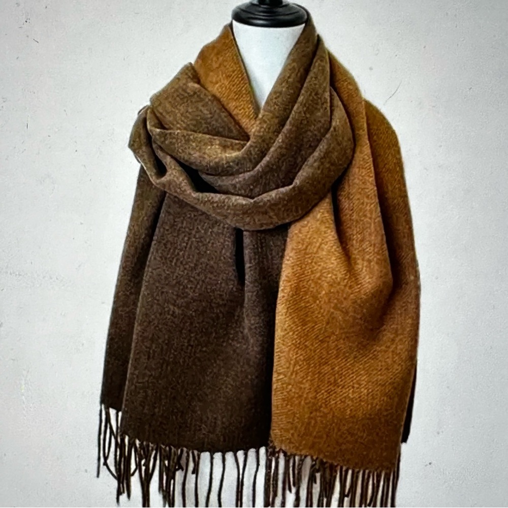 Butter soft chocolate and caramel brown cashmere scarf wrap ruana shawl